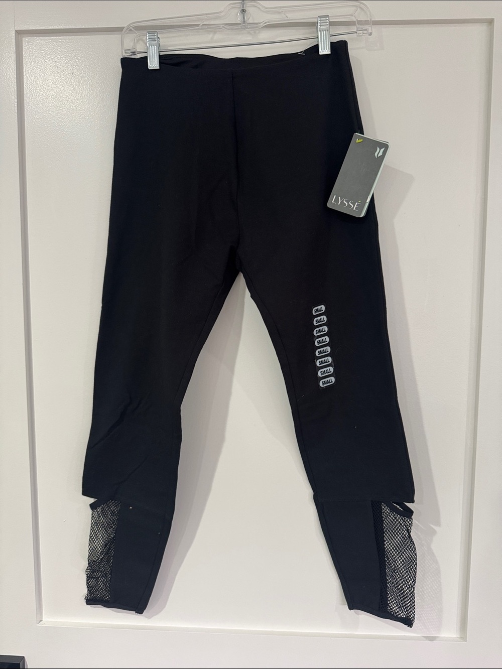Lysse Black Lana Ankle Leggings with Mesh Hem Panels